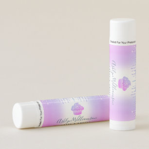 Purple Cupcake Glitter Drip Bakery Typography Glam Lip Balm