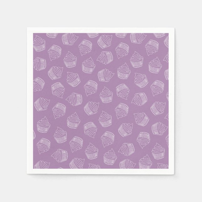 Purple cupcake illustration napkins (Front)