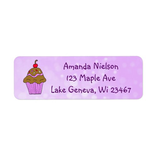 Purple Cupcake Label