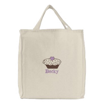 purple Cupcake Personalized Embroidered Bag