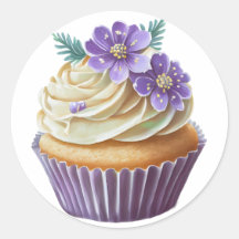 Purple cupcake with flowers birthday 