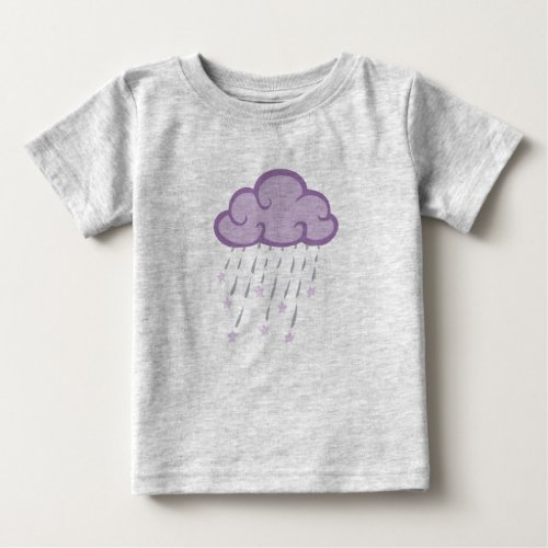 Purple Curls Rain Cloud With Falling Stars Baby T_Shirt