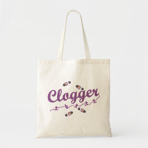 Purple Cursive Clogger Dancing Design with Taps Tote Bag