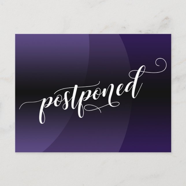 Purple Curve Postponed Wedding Announcement Postcard (Front)