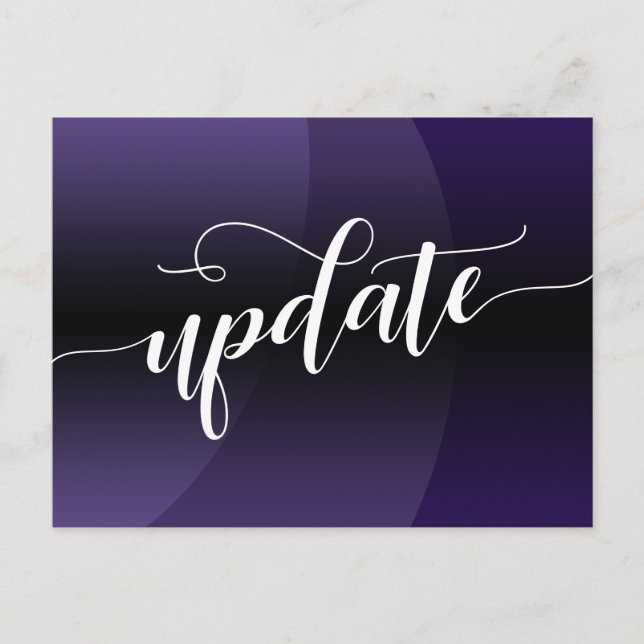Purple Curve Postponed Wedding Update Notice Postcard (Front)