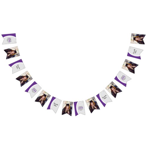 Purple Curved Frame Photo Graduation Bunting Flags