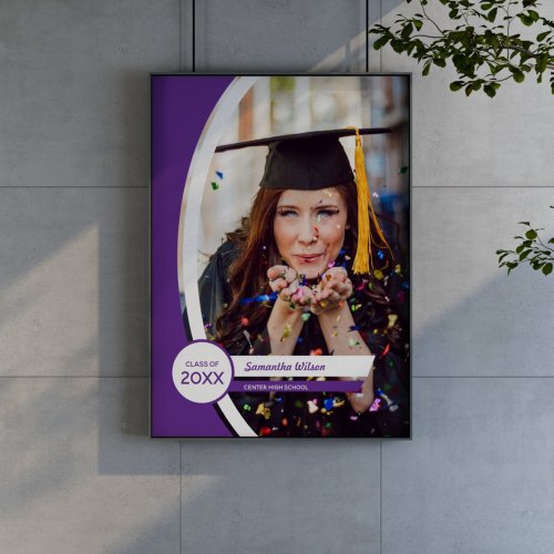 Purple Curved Frame Photo Graduation Poster