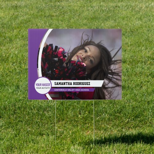 Purple Curved Frame School Photo Sign