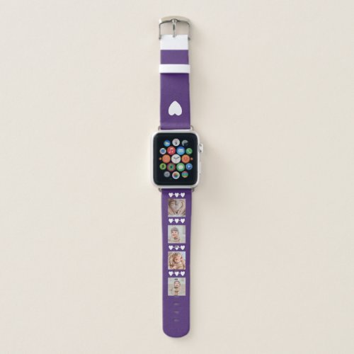 Purple Custom 4 Photo Collage Apple Watch Band