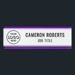 Purple Custom Company Logo Employee Name Tag<br><div class="desc">Personalize this purple edged name tag with your company logo, employee name and job title. It's available with a magnetic back fastener or with a safety pin back. It's a lightweight name tag - 1 inch x 3 inch. Be sure to select a backing option where it says "Backing Option"...</div>