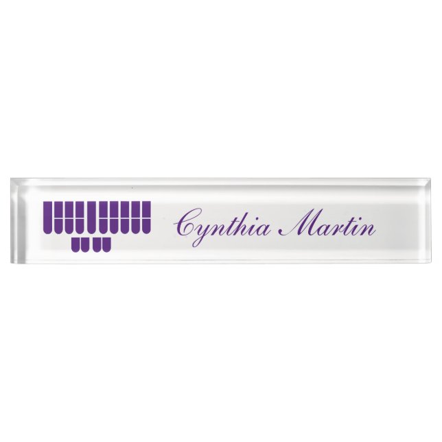 Purple custom court reporter name plate (Front)