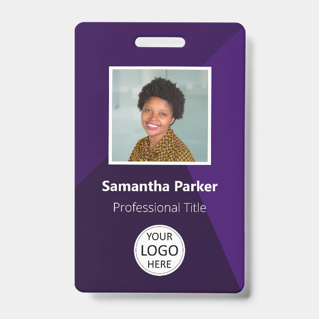 Purple Custom Employee - Photo ID, Logo, Bar Code  Badge (Front)