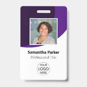 Purple Custom Employee Photo, Logo, Barcode, Name Badge