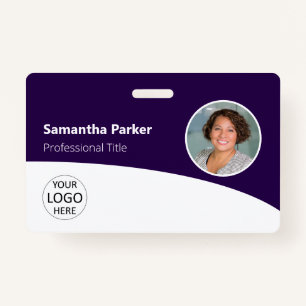 Purple Custom Employee Photo, Logo, Barcode, Name Badge