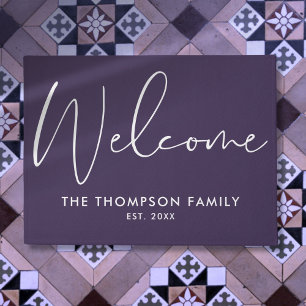 Purple Custom Family Name Welcome Doormat