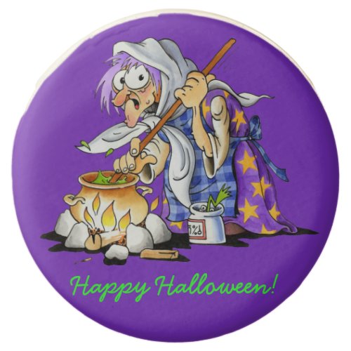 Purple Custom Halloween Cookies With Purple Witch
