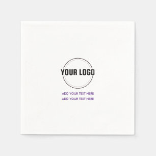 Purple   Custom Logo and Text Minimalist Square  Napkins