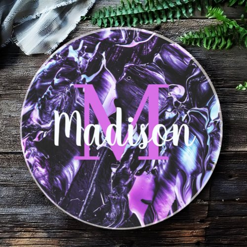 Purple Custom Marble Name Gift Personalized Coaster