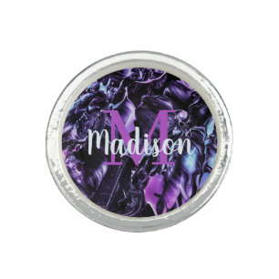 Purple Custom Marble Name Gift Personalized Ring