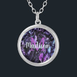 Purple Custom Marble Name Gift Personalized Silver Plated Necklace<br><div class="desc">Luxurious Trendy Catchy Design that will impress you and the people around you. Also, you can add your touch to customize and personalize the design in your way to make It special. your gift will look so special and so different and all that without sacrificing the luxuriousness and the chic...</div>