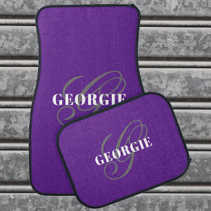 Purple Custom Monogram Script Car Floor Mat