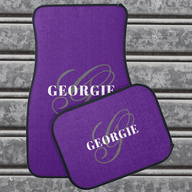 Purple Custom Monogram Script Car Floor Mat (Creator Uploaded)