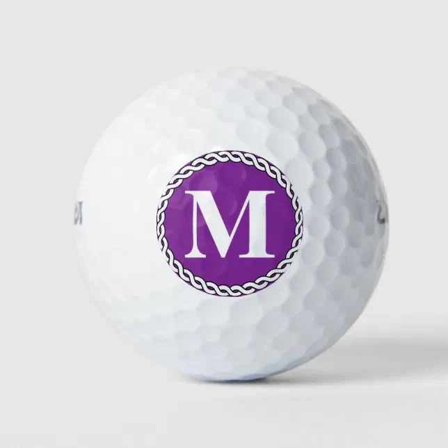 Purple custom monogrammed initial rope edge golf balls zazzle