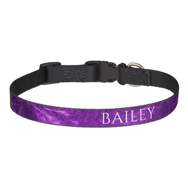 Purple Custom Name Dog Pet Collar (Front)