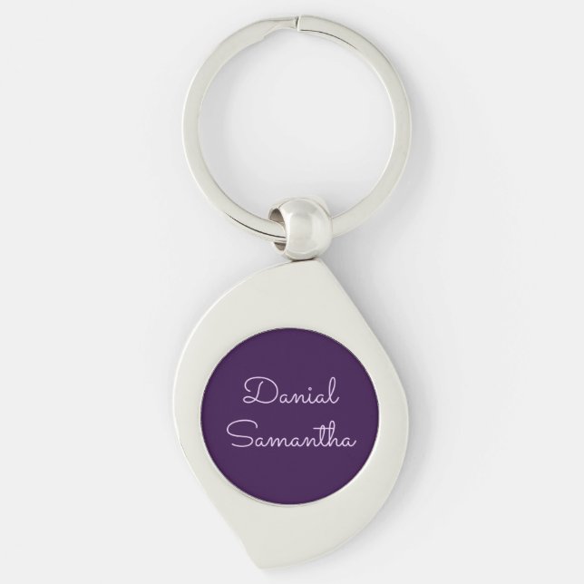 Purple custom name personalized keychain (Front)
