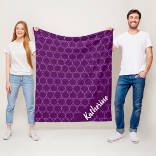 Purple Custom Name Polka Dots Fleece Blanket