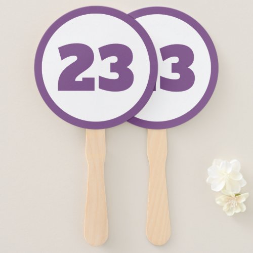 purple custom number hand fan