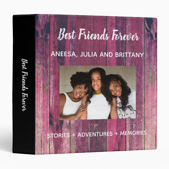 Purple Custom Photo BFF Best Friends 3 Ring Binder (Front/Spine)