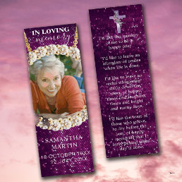 Purple Custom Photo Memorial Poem Funeral Bookmark