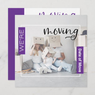 Purple Custom Photo Moving Announcement Card