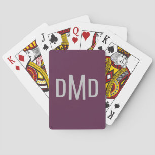 Purple Custom Playing Cards With Modern Monogram