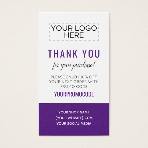 Purple Custom Promo Code Discount Card