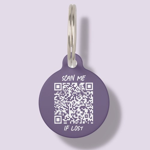 Purple Custom QR Code  Scan Pet ID Tag