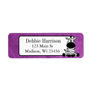 Purple Custom Zebra Stripes Return Address Labels