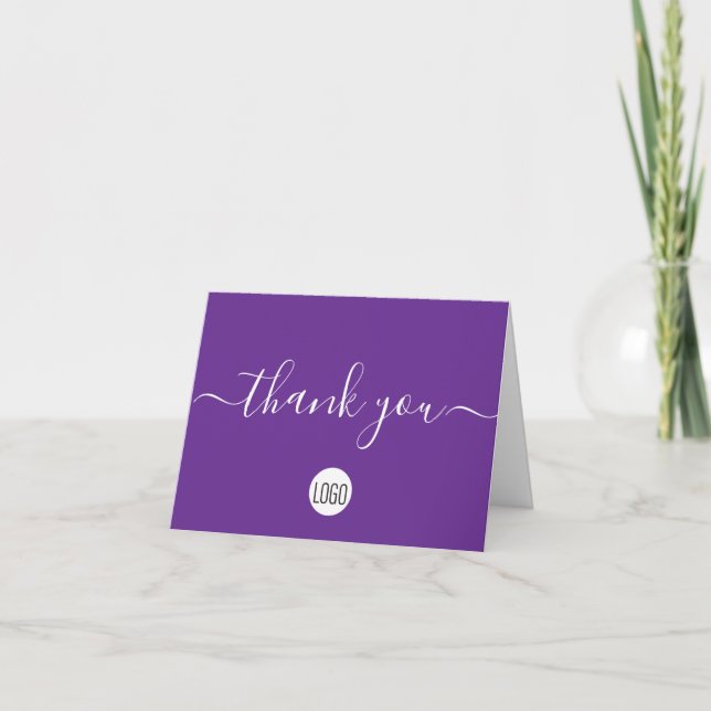 Purple Customer Appreciation Professional Custom Thank You Card (Front)