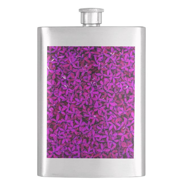 purple Cute Flowers Flask (Front)