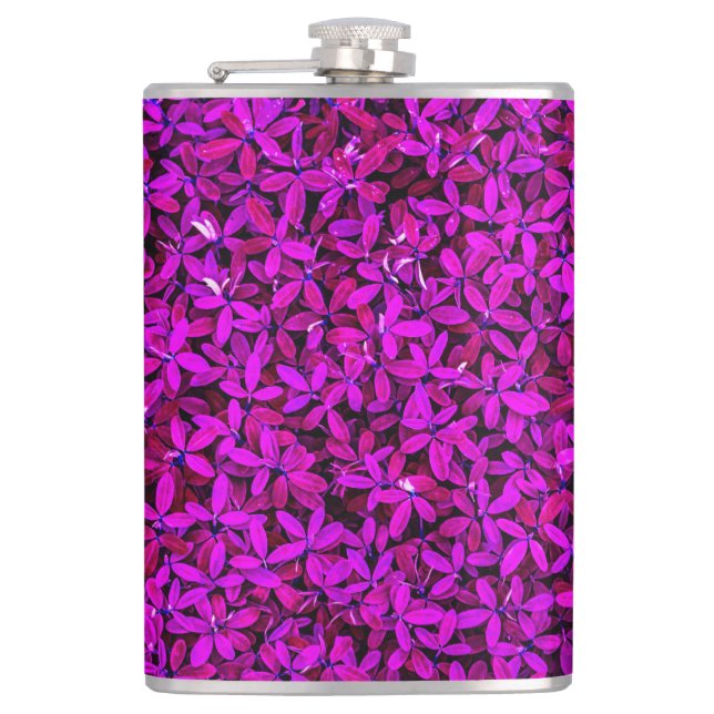 purple Cute Flowers Flask (Front)