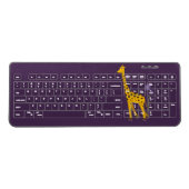 Purple Cute Funny Skating Cartoon Giraffe Wireless Keyboard (Front)