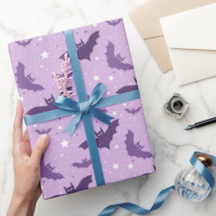 Purple Cute Gothic Bats Wrapping Paper
