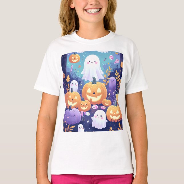 Purple Cute Halloween T-Shirt (Front)