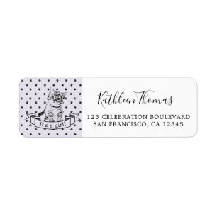 Purple Cute Kitten Baby Shower Return Address Label