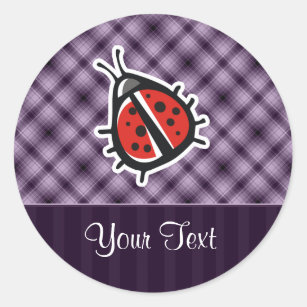 Purple Cute Ladybug Classic Round Sticker