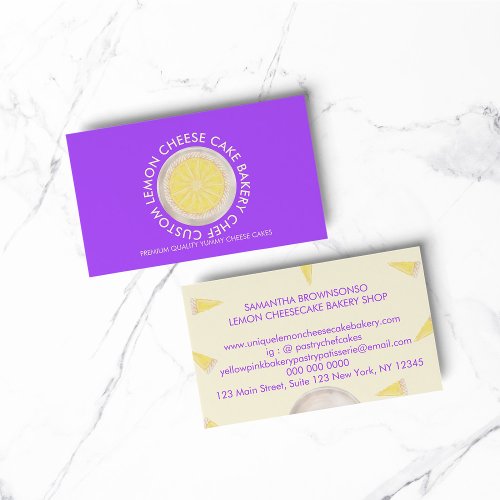 Purple Cute Pastry Cheesecake Bakery Business Card