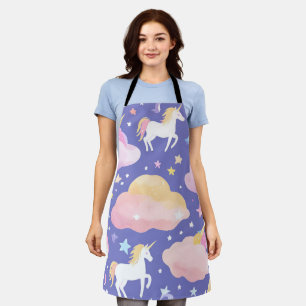 Purple Cute Rainbow unicorn birthday girls  kids Apron
