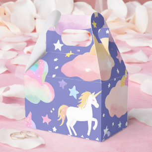 Purple Cute Rainbow unicorn birthday girls kids Favor Boxes