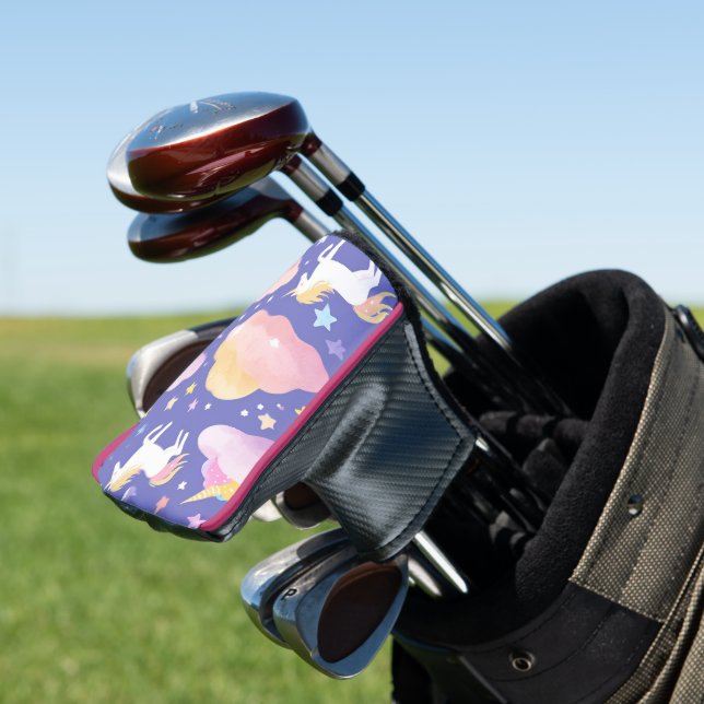 Purple Cute Rainbow unicorn birthday girls  kids Golf Head Cover (In Situ)